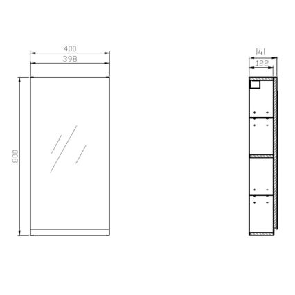 Cersanit S590-030 - Armario de baño con espejo MEDDIE 80x40 cm
