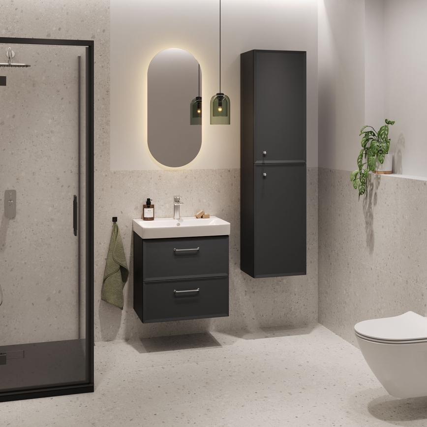 Cersanit S590-100 - Mueble de baño colgante para lavabo MILLE SLIM 60x38 cm negro