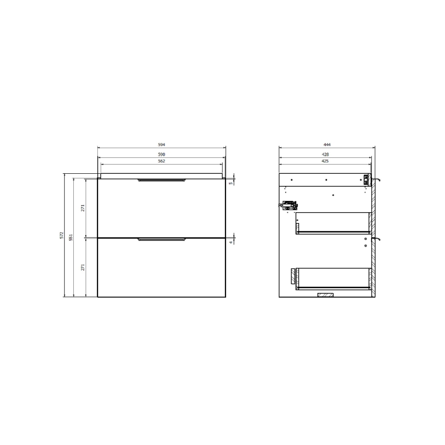 Cersanit S598-046-DSM - Mueble de baño suspendido bajo lavabo MALIKA 60x45 cm blanco