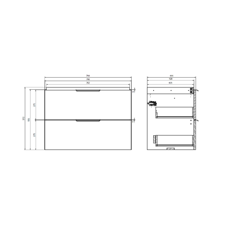 Cersanit S598-048-DSM- Mueble de baño suspendido para lavabo MALIKA 80x45 cm blanco