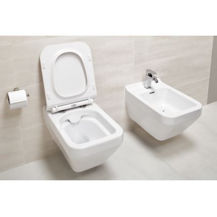 Cersanit S701-213-ECO - Inodoro suspendido con asiento CREA, cerámica/blanco