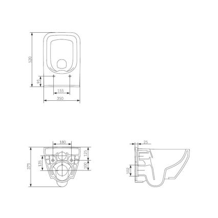Cersanit S701-213-ECO - Inodoro suspendido con asiento CREA, cerámica/blanco