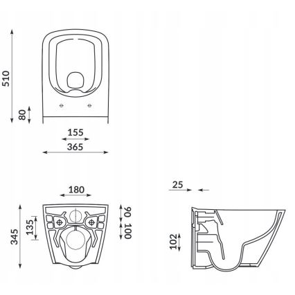 Cersanit S701-405-ECO - Inodoro suspendido con asiento CITY cerámica/blanco