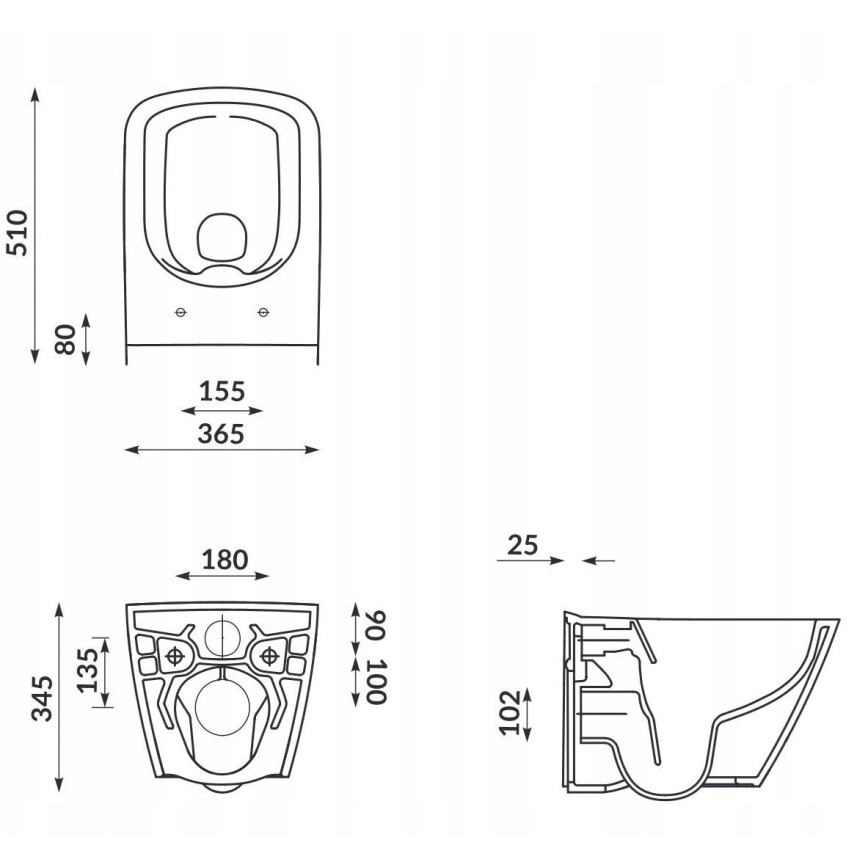 Cersanit S701-405-ECO - Inodoro suspendido con asiento CITY cerámica/blanco