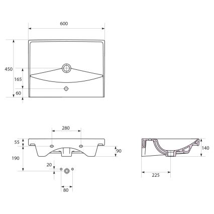 Cersanit S801-142-DSM - Mueble de baño suspendido con lavabo LARA CITY, 60 x 45 cm, blanco