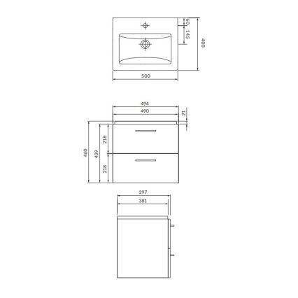 Cersanit S801-146-DSM - Mueble de baño suspendido con lavabo LARA COMO 50x40 cm blanco