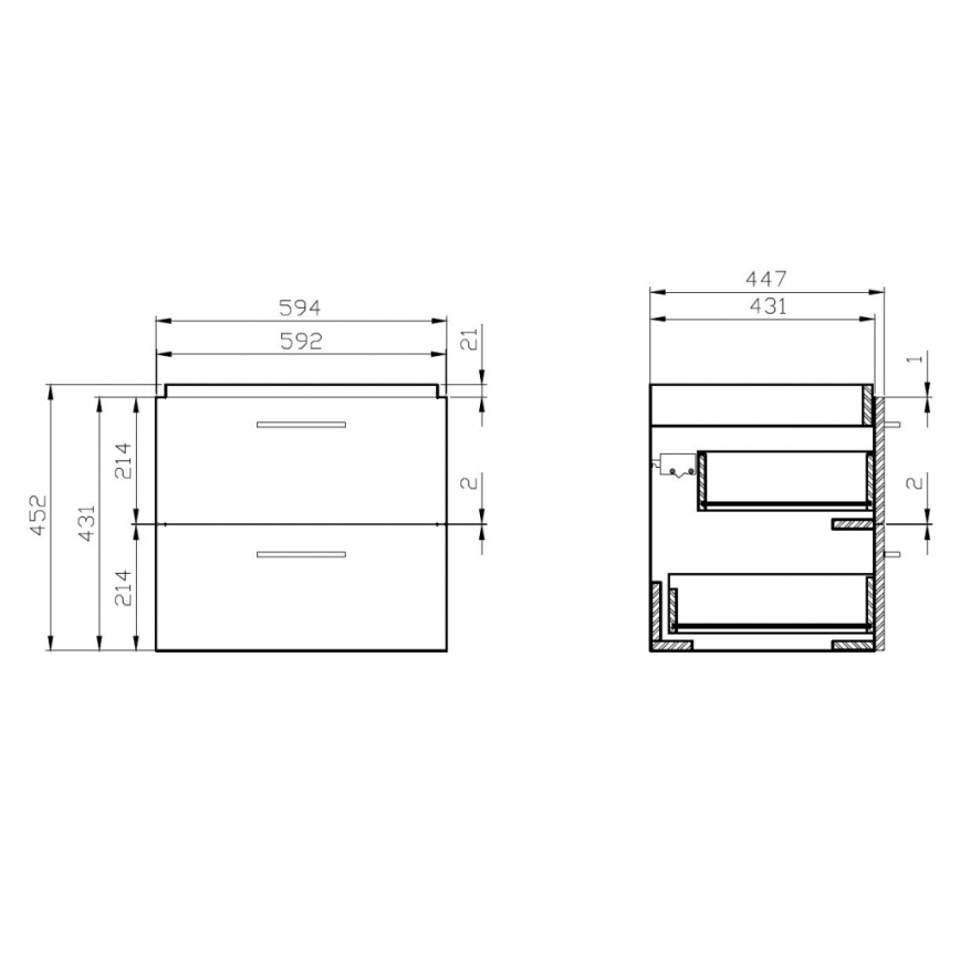 Cersanit S801-147-DSM - Mueble de baño suspendido con lavabo LARA 60x45 cm blanco