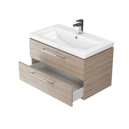 Cersanit S801-148-DSM - Armario de baño suspendido con un lavabo ELODY 46x60 cm nogal