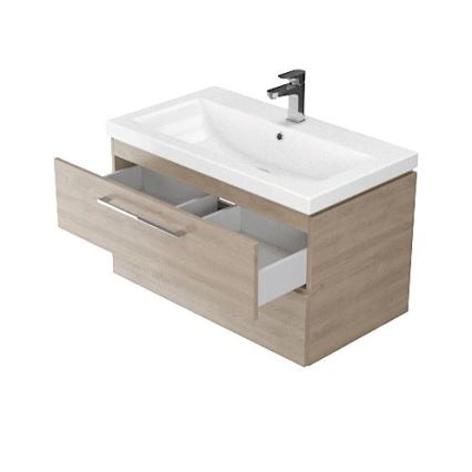 Cersanit S801-148-DSM - Mueble de baño suspendido con lavabo LARA 60x45 cm nogal