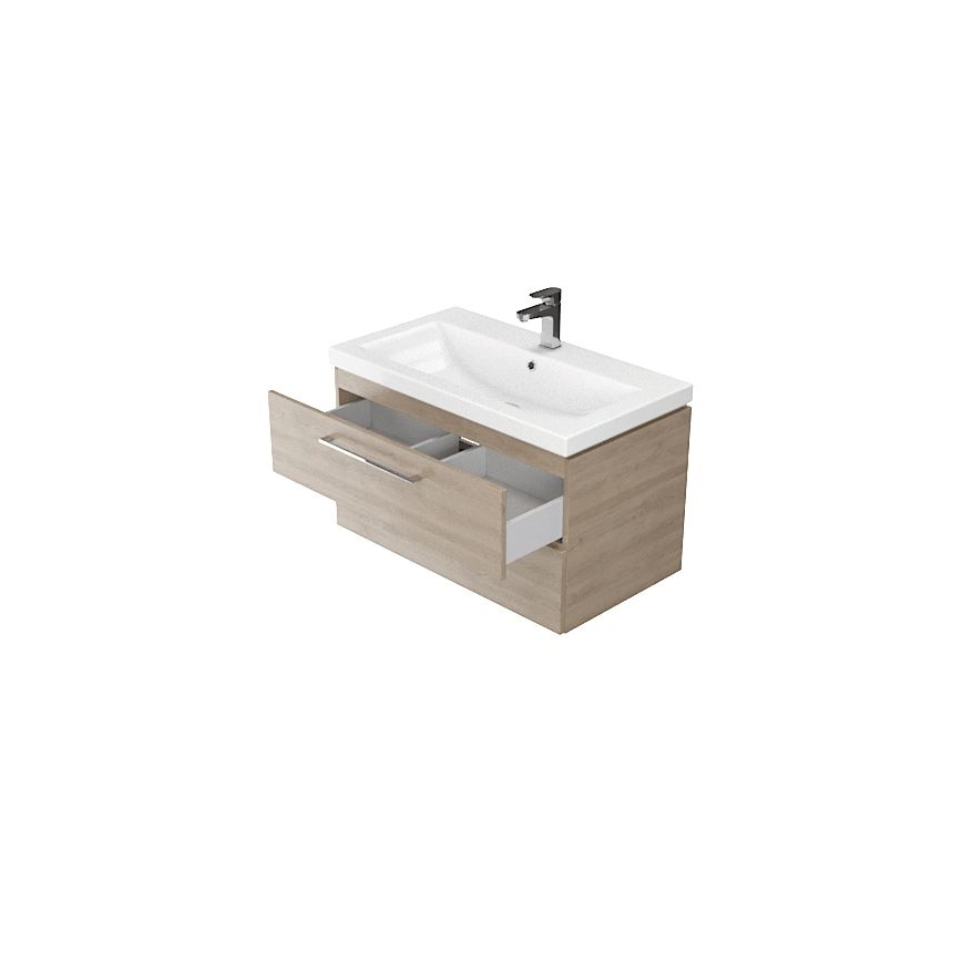 Cersanit S801-148-DSM - Mueble de baño suspendido con lavabo LARA 60x45 cm nogal