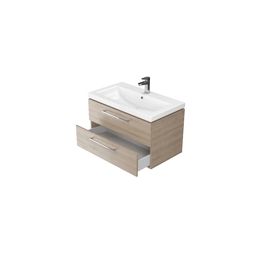 Cersanit S801-148-DSM - Mueble de baño suspendido con lavabo LARA 60x45 cm nogal