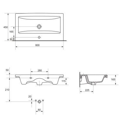 Cersanit S801-149-DSM - Armario de baño suspendido con un lavabo ELODY 46x80 cm blanco