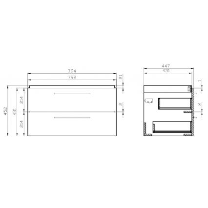 Cersanit S801-149-DSM - Armario de baño suspendido con un lavabo ELODY 46x80 cm blanco