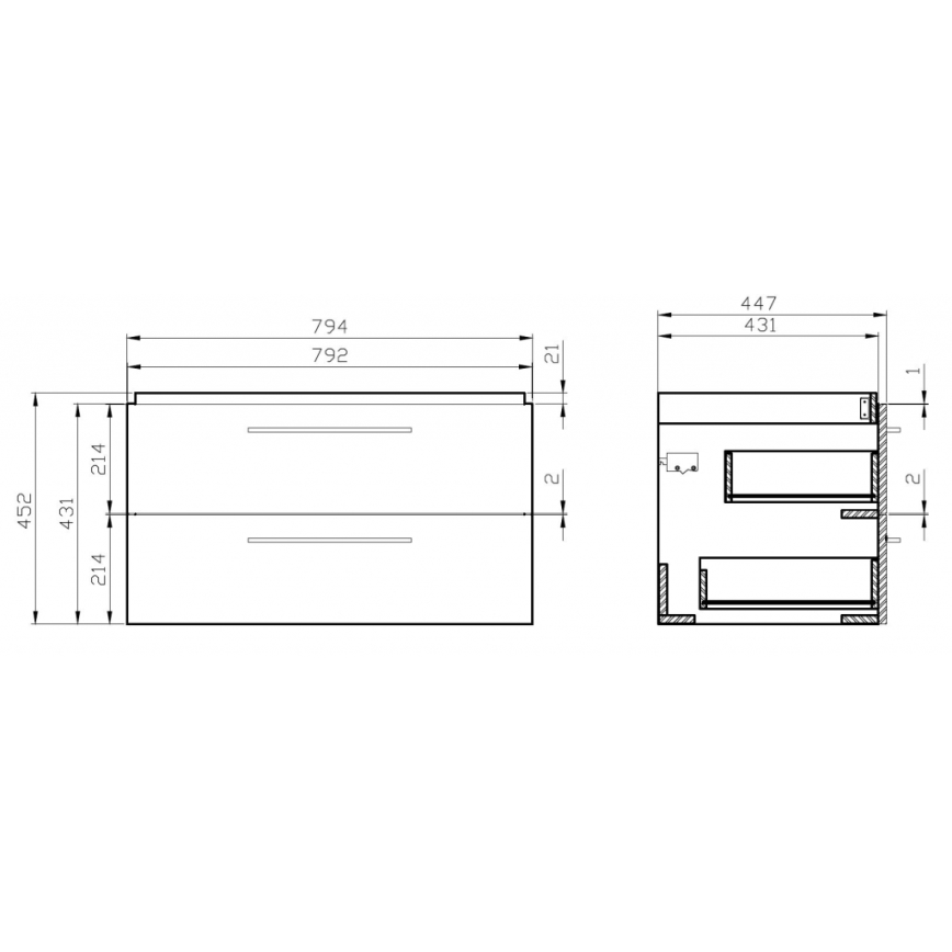 Cersanit S801-149-DSM - Armario de baño suspendido con un lavabo ELODY 46x80 cm blanco