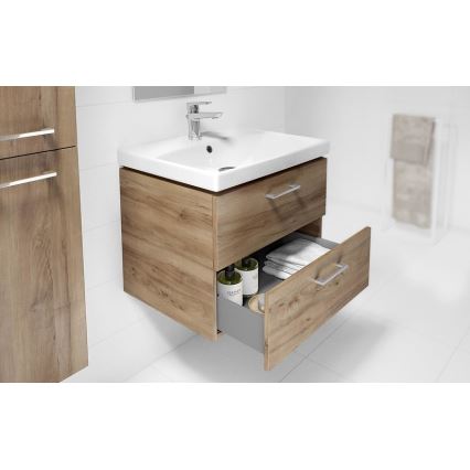 Cersanit S801-153-DSM - Armario de baño suspendido con un lavabo ELIS 46x50 cm nogal