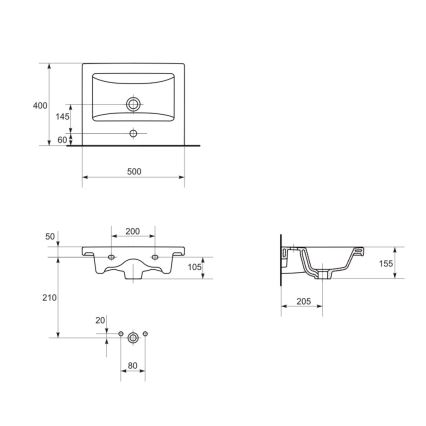 Cersanit S801-153-DSM - Mueble de baño suspendido con lavabo LARA COMO 46x50 cm nogal