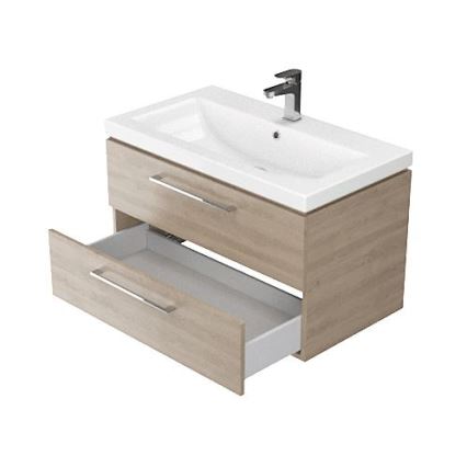 Cersanit S801-154-DSM - Mueble de baño suspendido con lavabo LARA 80x45 cm nogal