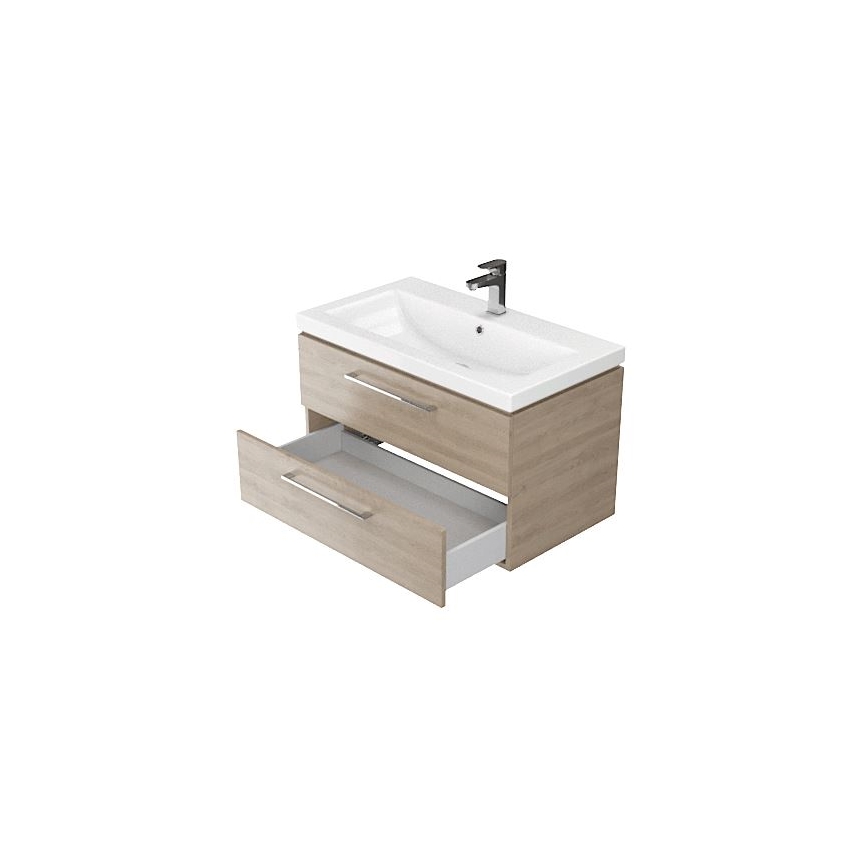 Cersanit S801-154-DSM - Mueble de baño suspendido con lavabo LARA 80x45 cm nogal