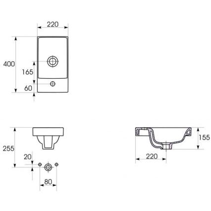 Cersanit S801-218-DSM - Mueble de baño suspendido con lavabo MODUO SLIM 40 cm blanco brillante