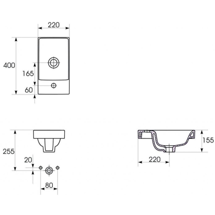 Cersanit S801-218-DSM - Mueble de baño suspendido con lavabo MODUO SLIM 40 cm blanco brillante