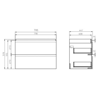 Cersanit S801-221-DSM - Mueble de baño suspendido con lavabo MEDDIE 62x80 cm blanco brillante