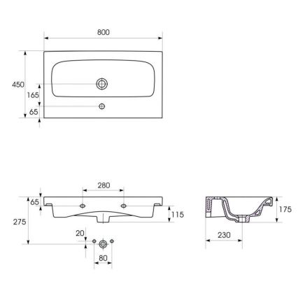 Cersanit S801-221-DSM - Mueble de baño suspendido con lavabo MODUO 62x80 cm blanco brillante