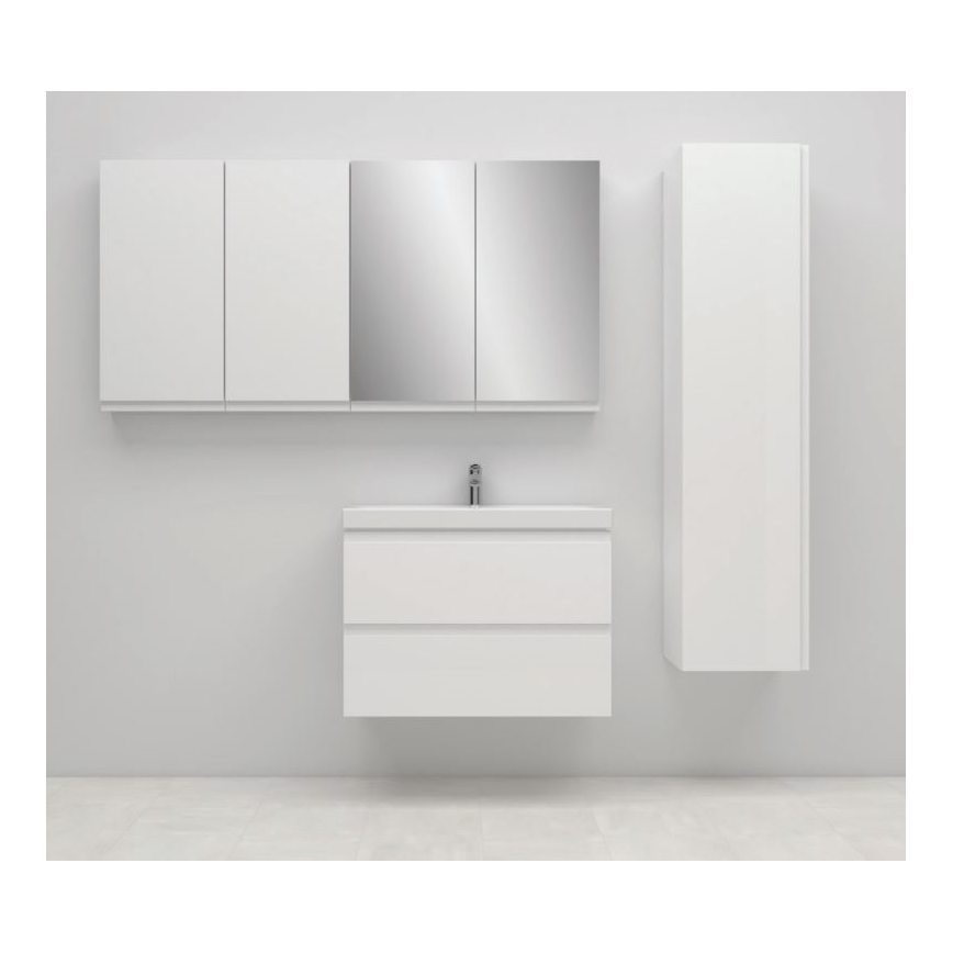 Cersanit S801-221-DSM - Mueble de baño suspendido con lavabo MODUO 80x45 cm blanco brillo