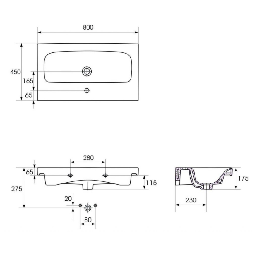Cersanit S801-221-DSM - Mueble de baño suspendido con lavabo MODUO 80x45 cm blanco brillo