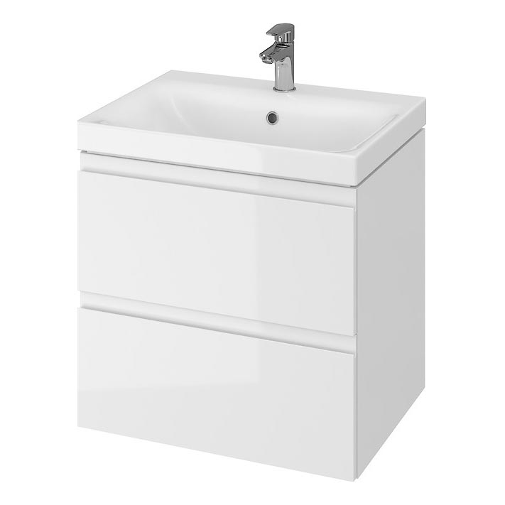 Cersanit S801-223-DSM - Mueble de baño suspendido con lavabo integrado MODUO 60x45 cm, acabado blanco brillante