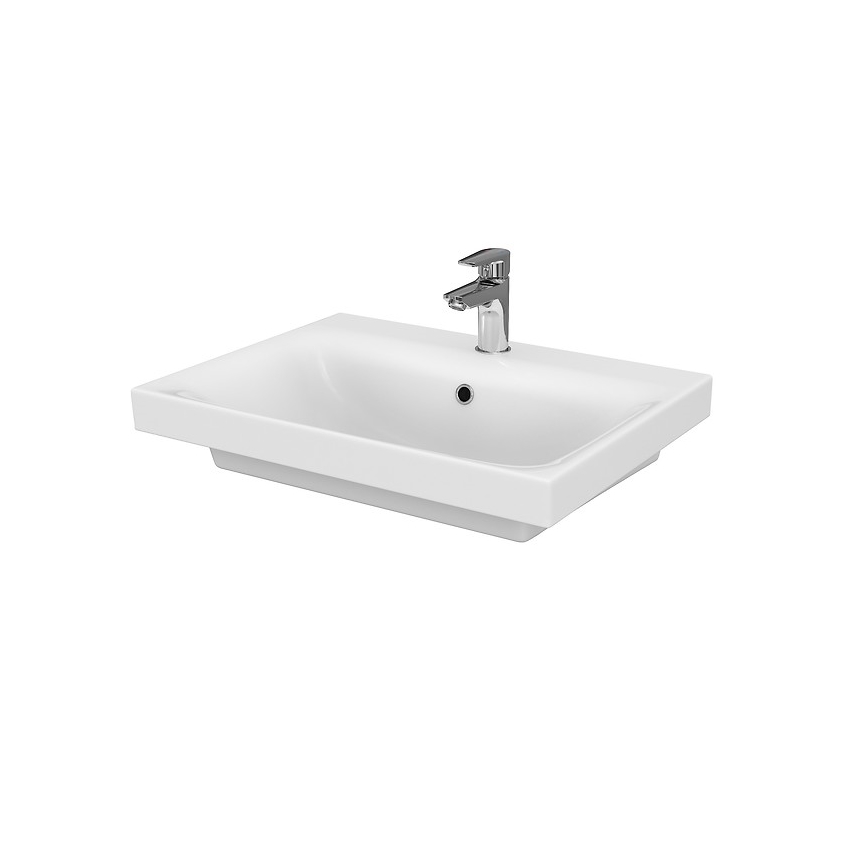 Cersanit S801-223-DSM - Mueble de baño suspendido con lavabo integrado MODUO 60x45 cm, acabado blanco brillante