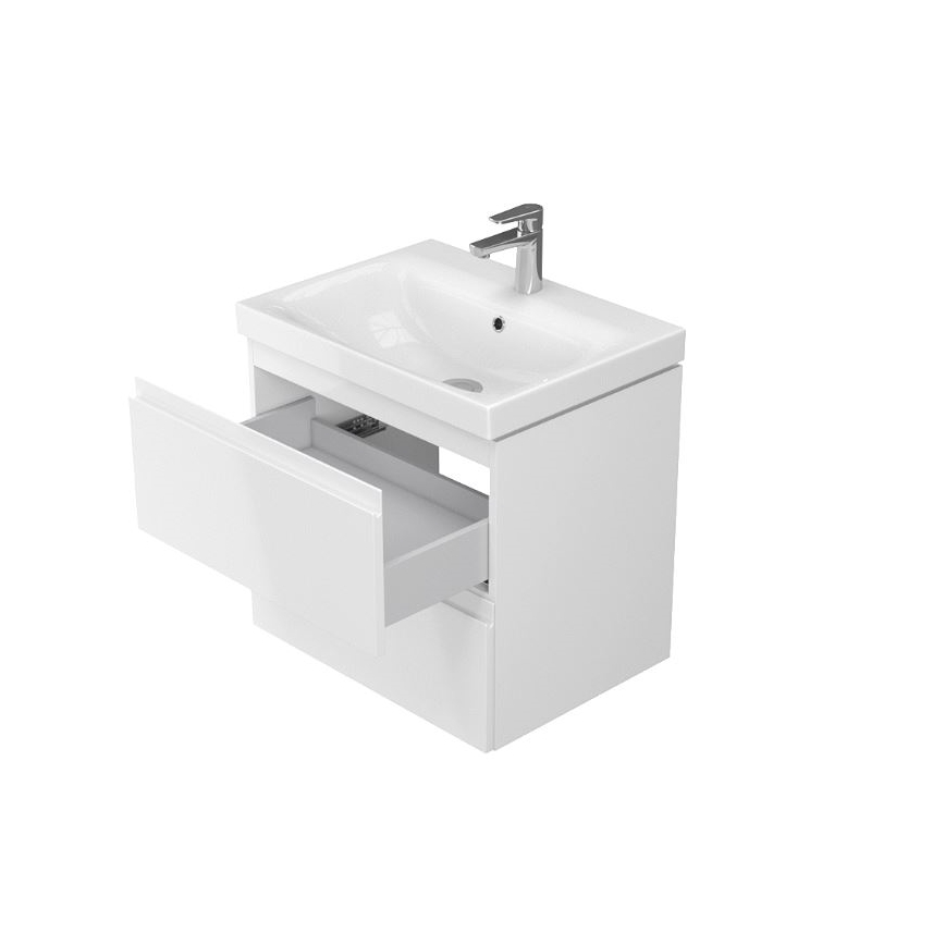 Cersanit S801-223-DSM - Mueble de baño suspendido con lavabo integrado MODUO 60x45 cm, acabado blanco brillante