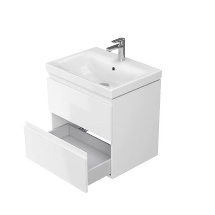 Cersanit S801-223-DSM - Mueble de baño suspendido con lavabo integrado MODUO 60x45 cm, acabado blanco brillante