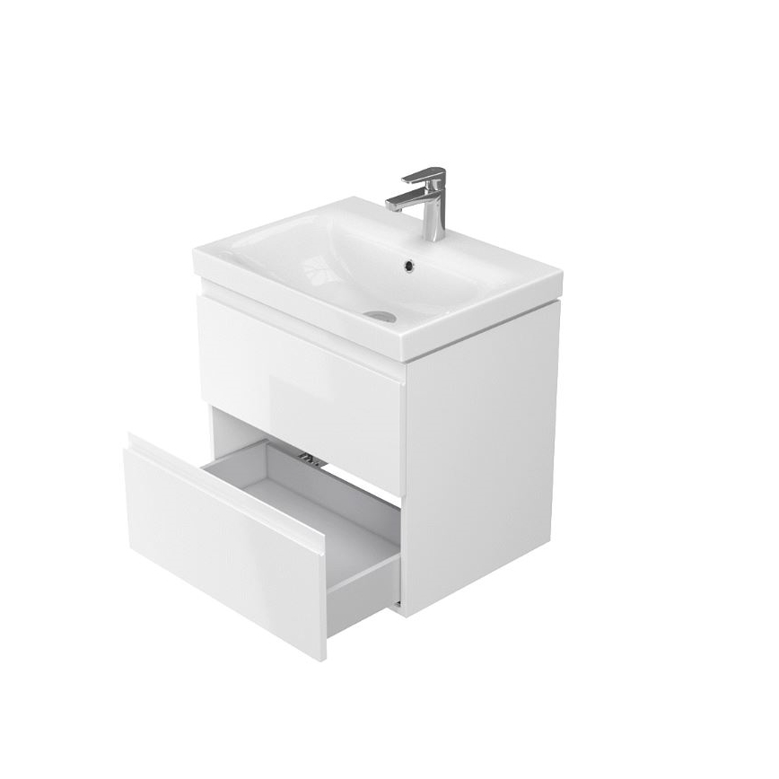 Cersanit S801-223-DSM - Mueble de baño suspendido con lavabo integrado MODUO 60x45 cm, acabado blanco brillante