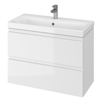 Cersanit S801-225-DSM - Armario de baño suspendido con un lavabo MEDA SLIM 62x80 cm blanco brillante