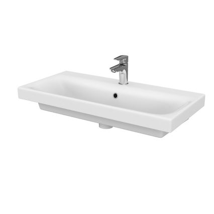 Cersanit S801-225-DSM - Mueble de baño suspendido con lavabo MODUO SLIM 80x38 cm blanco brillante