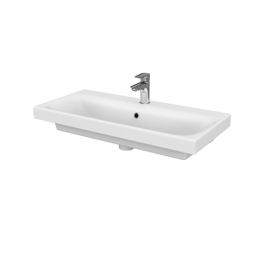 Cersanit S801-225-DSM - Mueble de baño suspendido con lavabo MODUO SLIM 80x38 cm blanco brillante