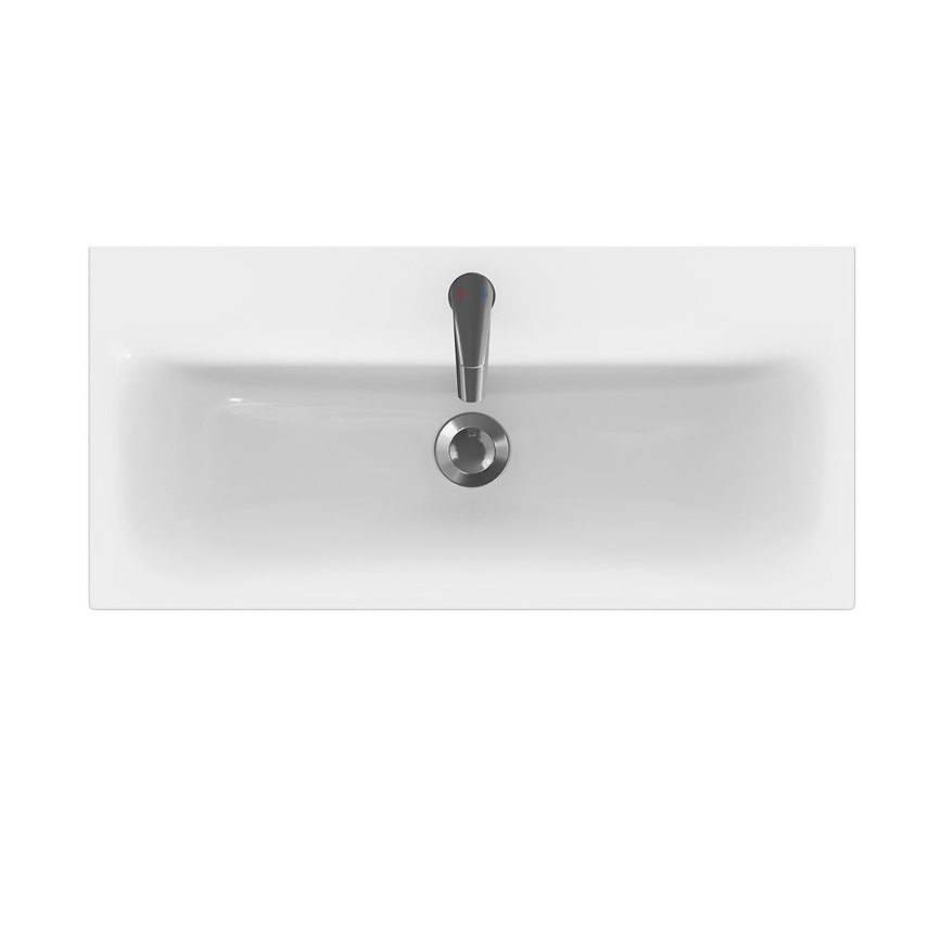 Cersanit S801-225-DSM - Mueble de baño suspendido con lavabo MODUO SLIM 80x38 cm blanco brillante