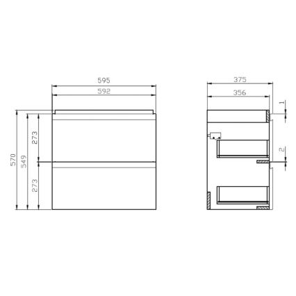 Cersanit S801-227-DSM - Mueble de baño suspendido con lavabo MODUO SLIM 60x38 cm blanco brillante