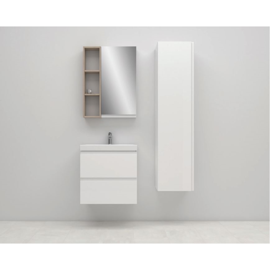 Cersanit S801-229-DSM - Armario de baño suspendido con un lavabo MEDA SLIM 62x50 cm blanco brillante