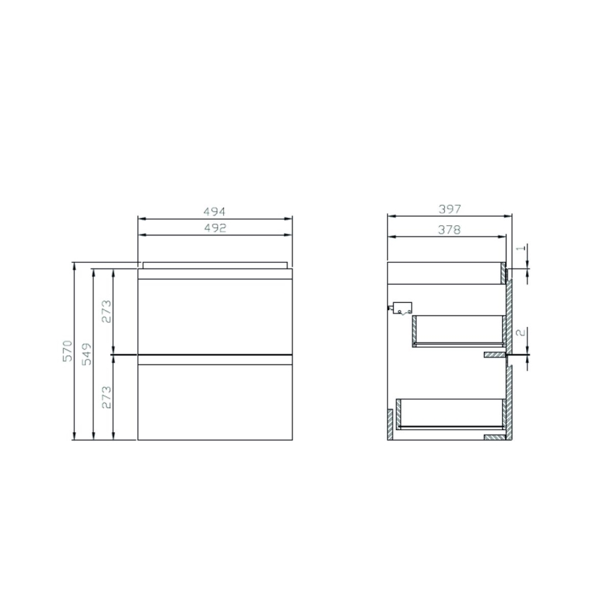 Cersanit S801-312-ECO - Mueble de baño suspendido con lavabo MODUO 50x40 cm blanco