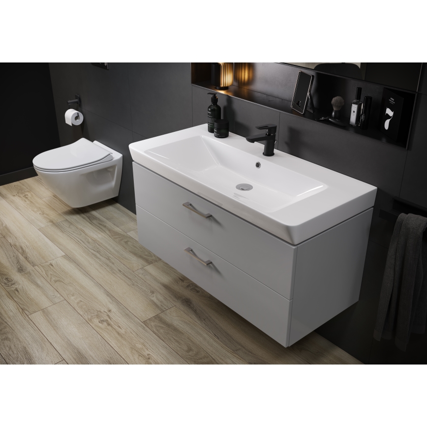 Cersanit S801-338-DSM - Mueble de baño suspendido con lavabo LARA 80x45 cm blanco