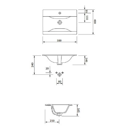 Cersanit S801-456 - Mueble de baño suspendido con lavabo NIKO 50x40 cm blanco