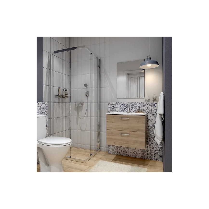 Cersanit S801-457 - Mueble de baño suspendido con lavabo NIKO 60x45 cm nogal
