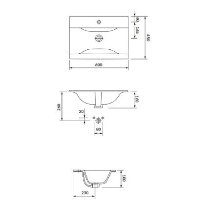 Cersanit S801-457 - Mueble de baño suspendido con lavabo NIKO 60x45 cm nogal