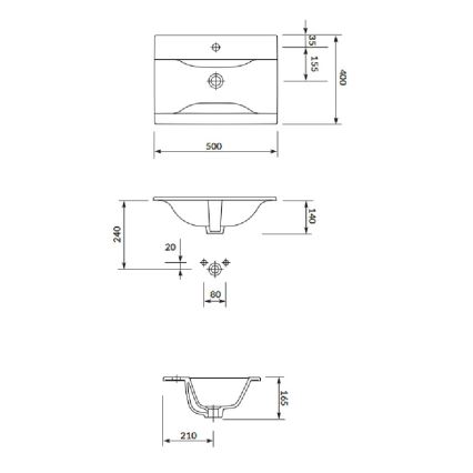 Cersanit S801-458 - Mueble de baño suspendido con lavabo NIKO 50x40 cm nogal