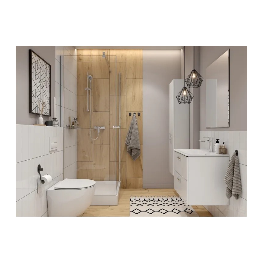 Cersanit S801-538 - Mueble de baño suspendido con lavabo NIKO 80 x 45 cm, blanco