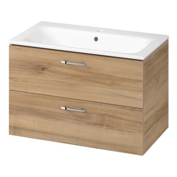 Cersanit S801-539 - Mueble de baño suspendido con lavabo NIKO 80x45 cm nogal
