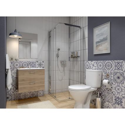 Cersanit S801-539 - Mueble de baño suspendido con lavabo NIKO 80x45 cm nogal