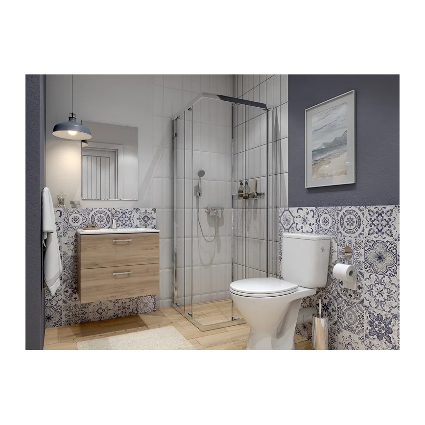 Cersanit S801-539 - Mueble de baño suspendido con lavabo NIKO 80x45 cm nogal