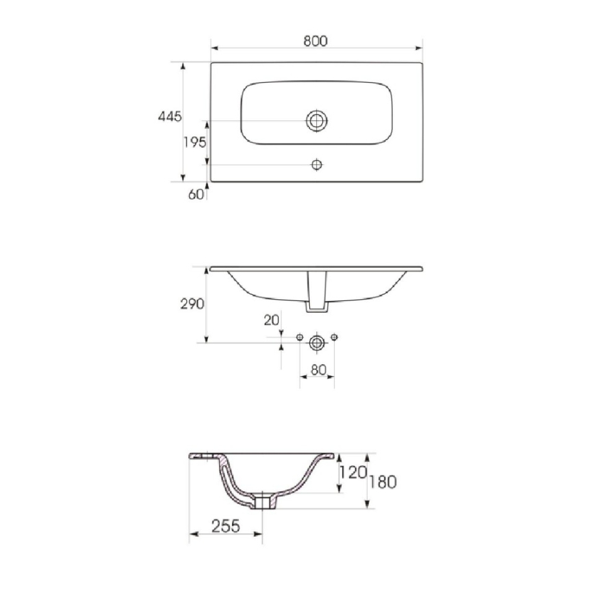 Cersanit S801-539 - Mueble de baño suspendido con lavabo NIKO 80x45 cm nogal